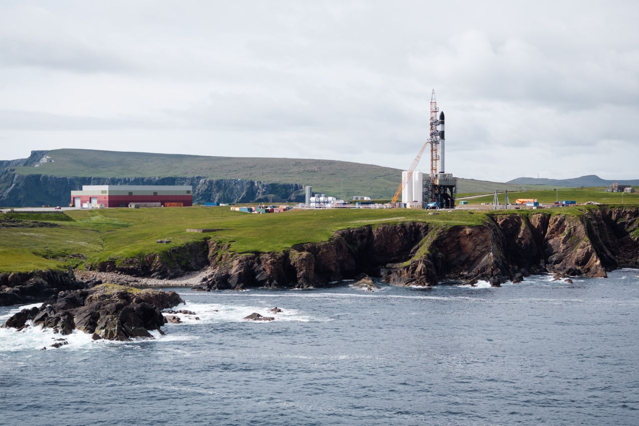 RFA One rocket on the launch pad at SaxaVord Spaceport, Unst, Shetland Islands